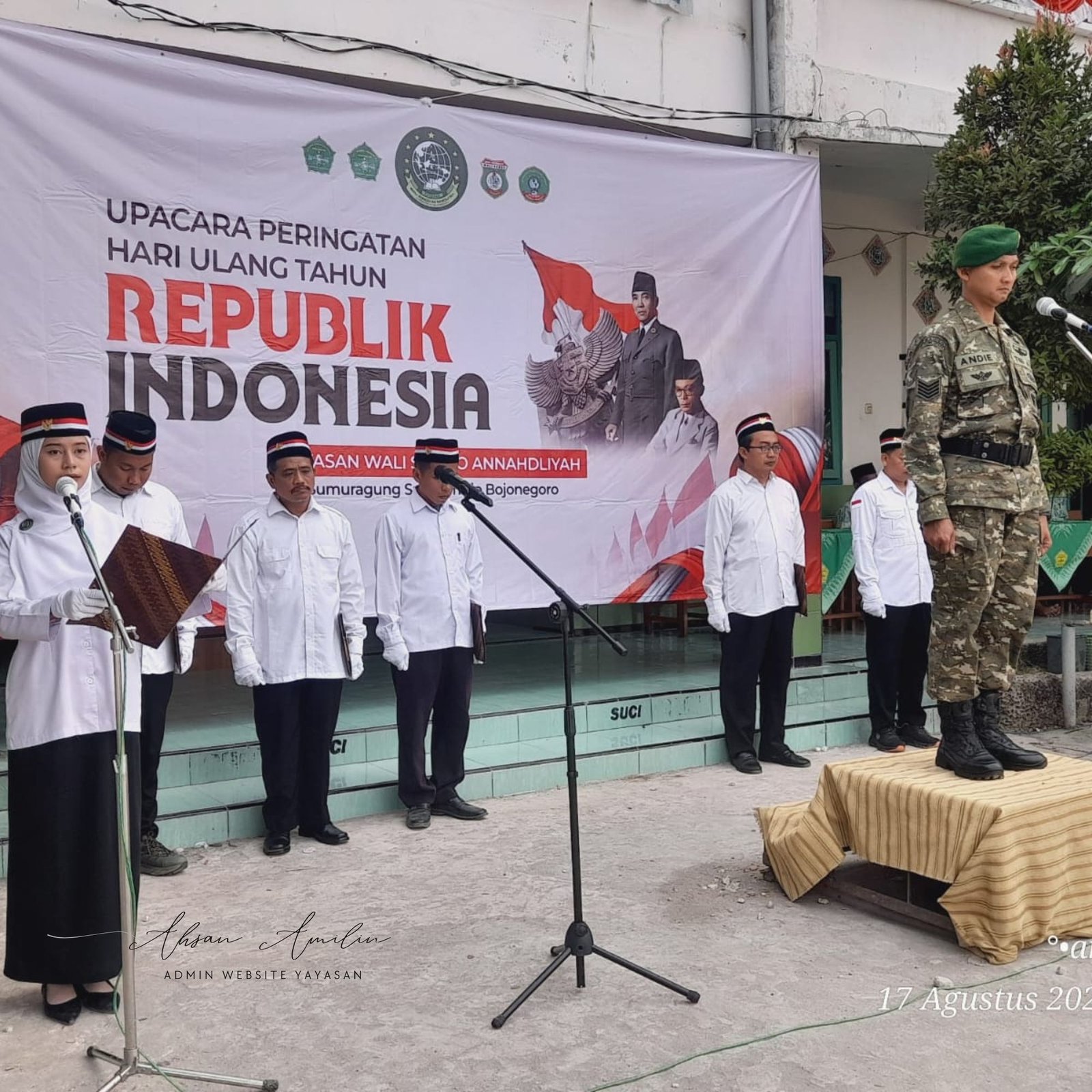 Komandan Andi bertindak sebagai inspektur Upacara HUT RI 2026 di Yayasan Walisongo Annahdliyah